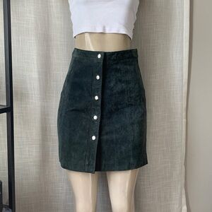 Dark Green Leather Skirt